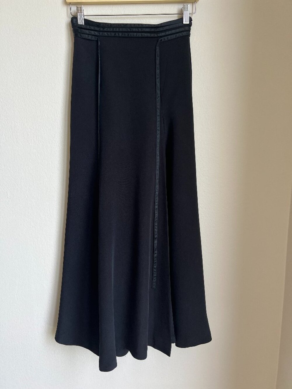 Vintage Escada Couture Stunning Vintage Black Silk Long Maxi Skirt (XS)